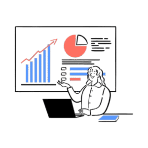 A 3D illustration of a purple gear with the white letters "SEO" on an orange rectangle. Two orange arrows form a circle around the gear, indicating a continuous process. Scattered yellow crosses and circles surround the gear.